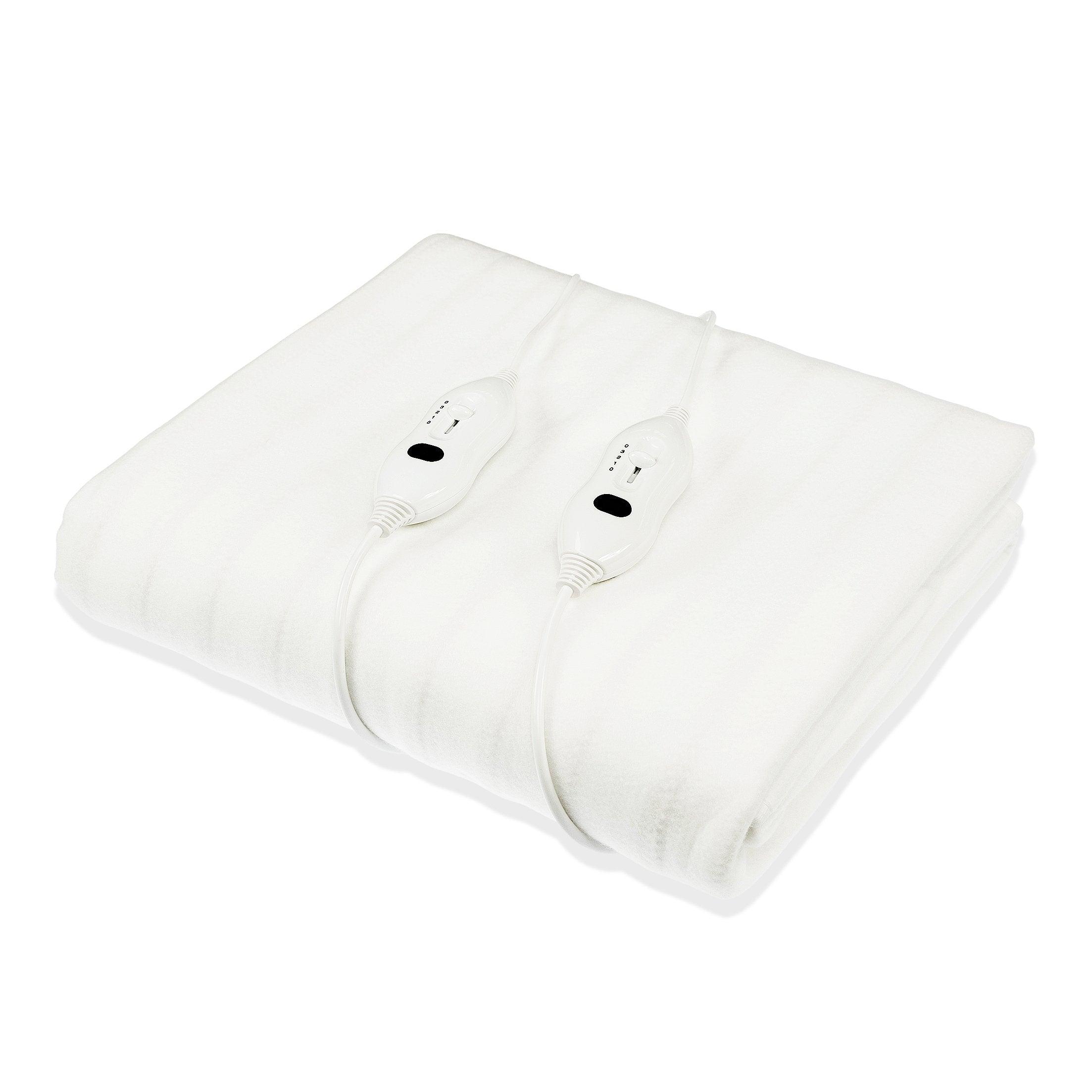 Laura Hill Heated Electric Blanket Double Size Fitted Polyester Underlay Winter Throw - White - Harrogates