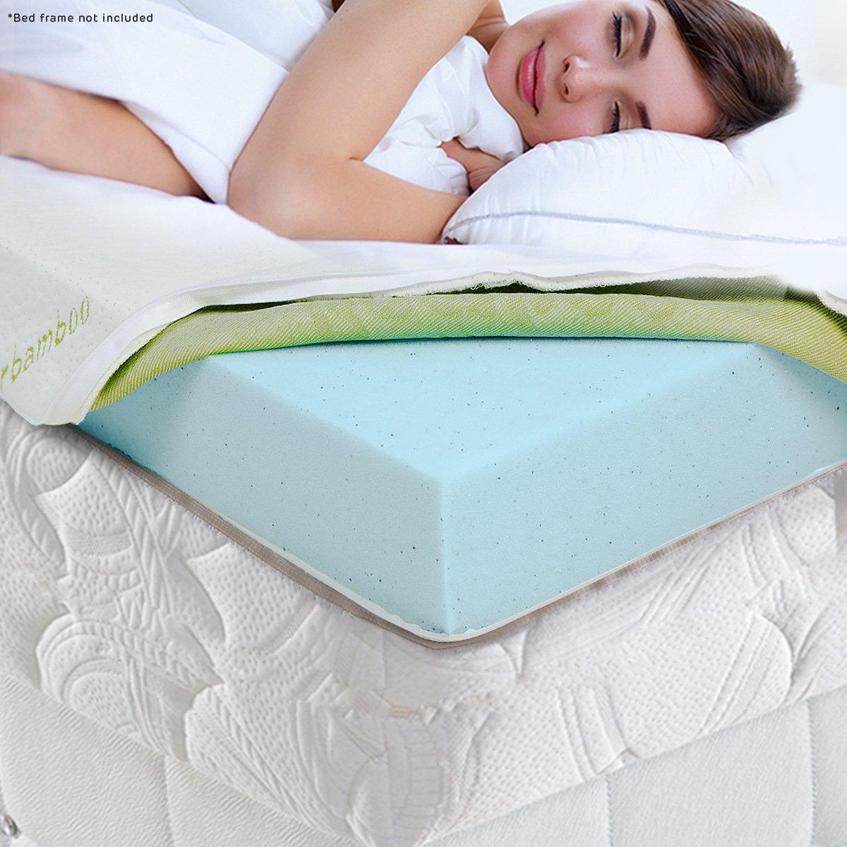 Laura Hill Cool Gel Memory Foam Mattress Topper Bamboo Fabric Cover Double - Harrogates