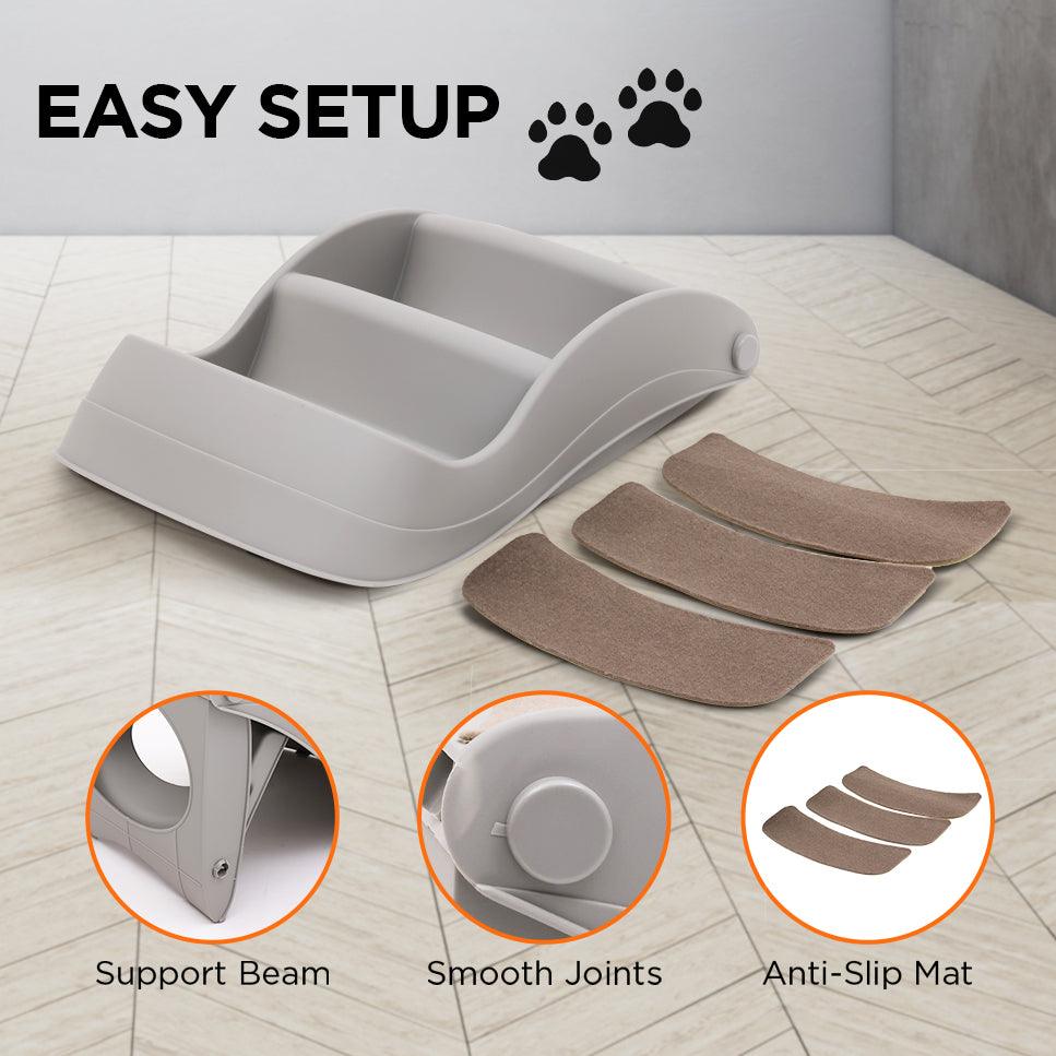Furtastic 38cm Foldable Pet Stairs Ramp - Grey - Harrogates