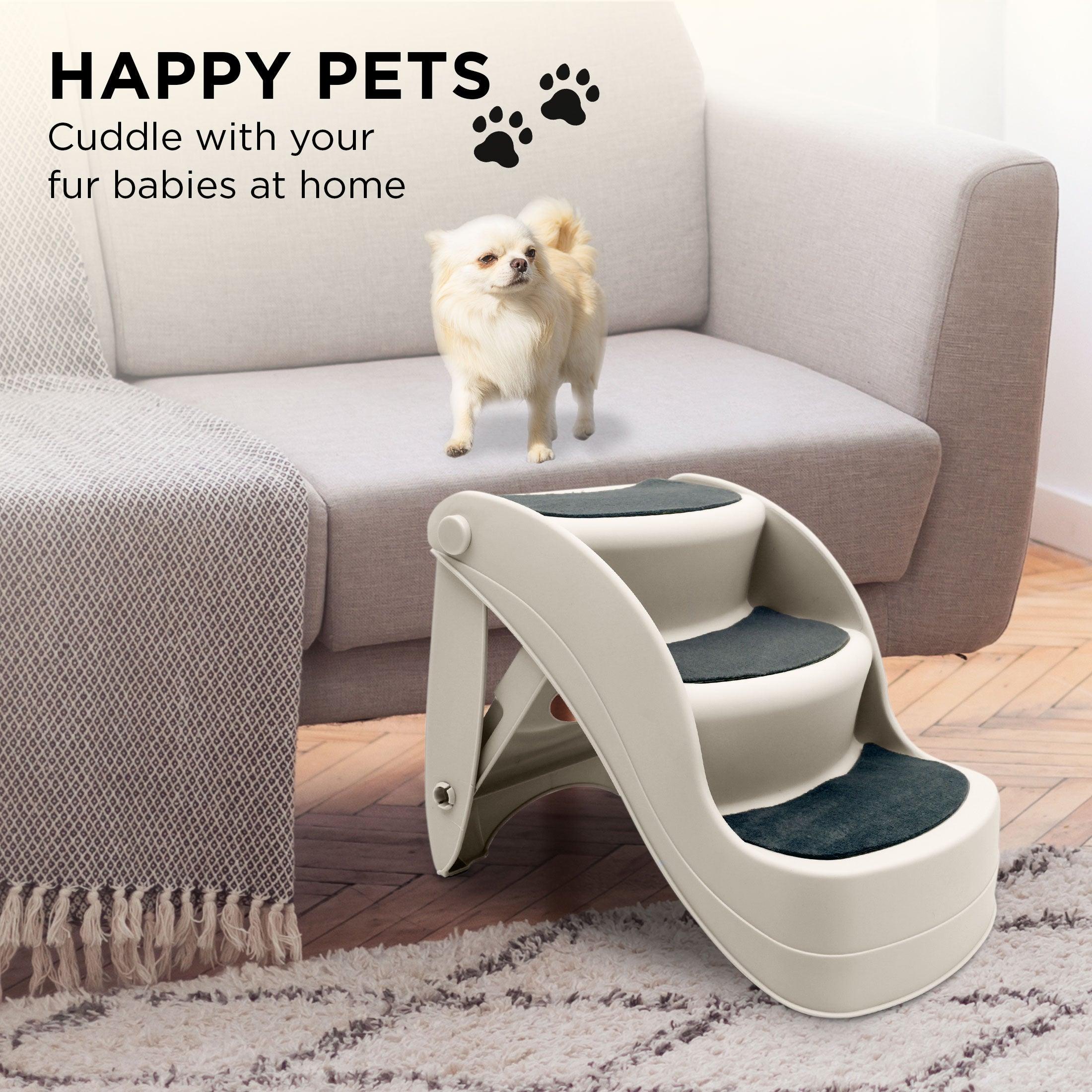 Furtastic 38cm Foldable Pet Stairs Ramp - White - Harrogates