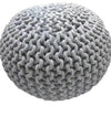 Braided Ottoman Pouffe Footstool Hand Knitted (Light Grey) - Harrogates