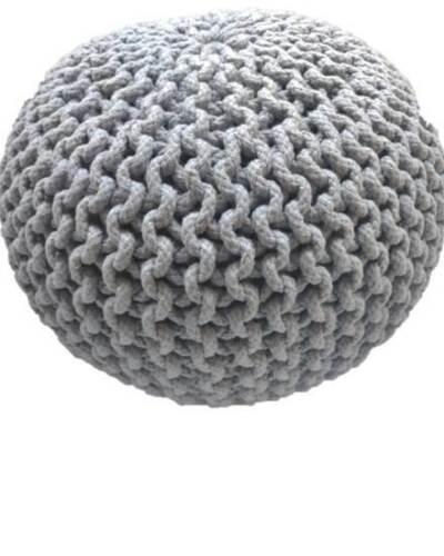 Braided Ottoman Pouffe Footstool Hand Knitted (Light Grey) - Harrogates