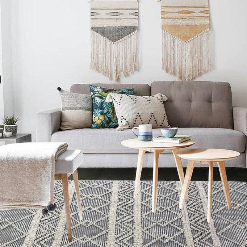 Boho Style Hand Loomed Recycle Cotton Wool Woven Design Rug 150 x 200 cm - Harrogates