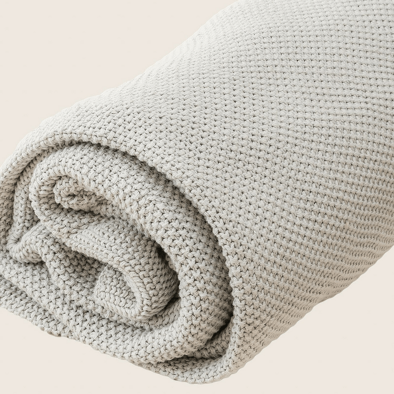 Organic Cotton Knitted Throw Blanket 180 x 230 cm - Harrogates