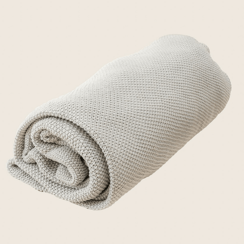 Organic Cotton Knitted Throw Blanket 180 x 230 cm - Harrogates