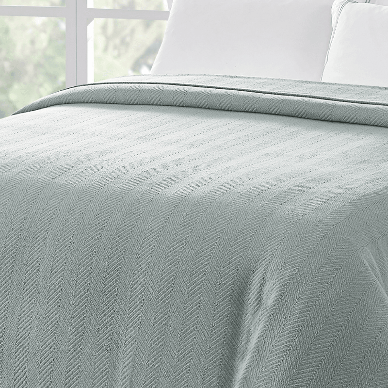 Organic Woven Herringbone Grey Blanket 228 x 228 cm - Harrogates