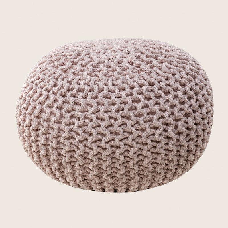 Braided Ottoman Pouffe Footstool Hand Knitted (Blush Pink) - Harrogates