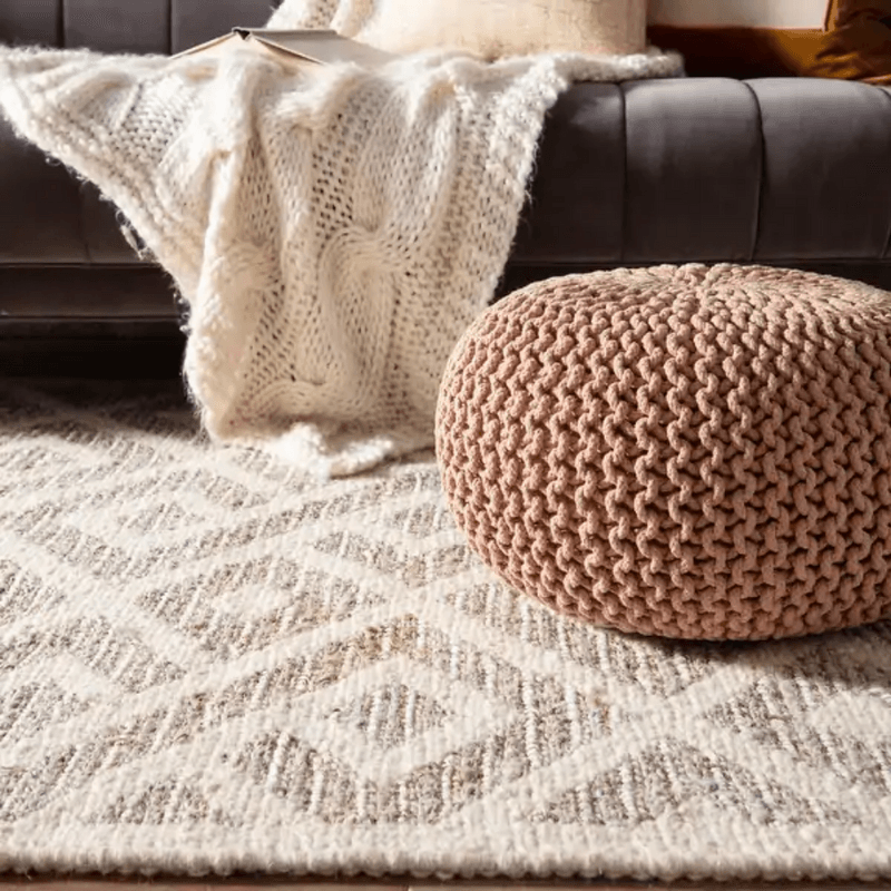 Braided Ottoman Pouffe Footstool Hand Knitted (Pink) - Harrogates