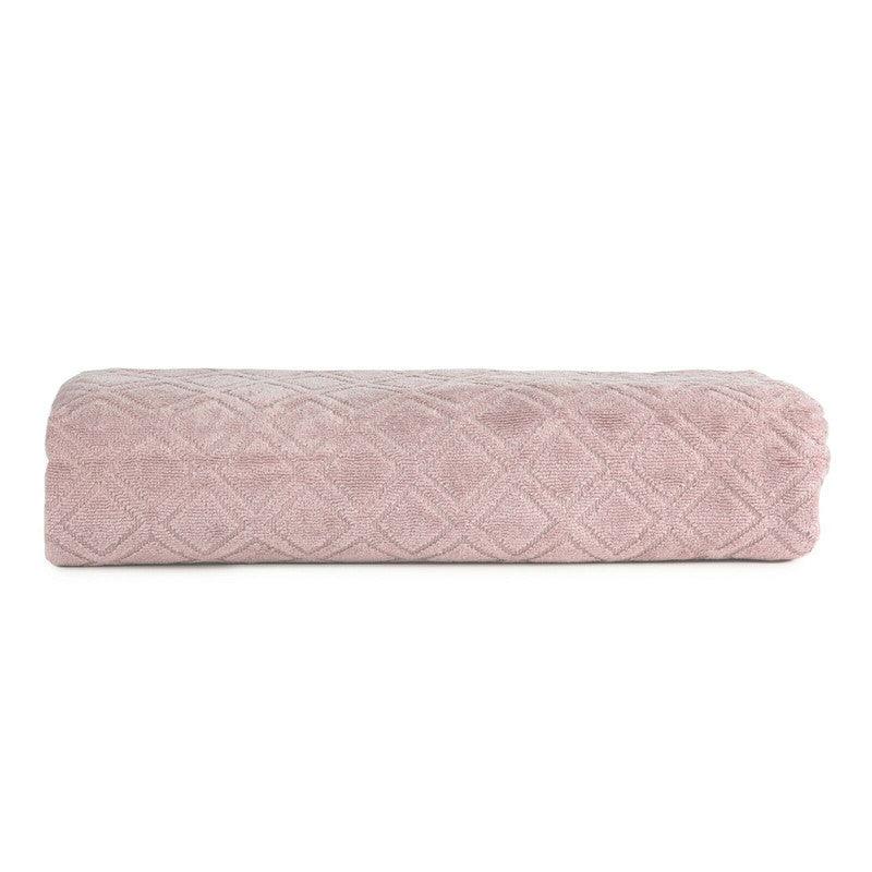 Premium Velour Diamond Design Jacquard Bath Towel (Pink) - Harrogates