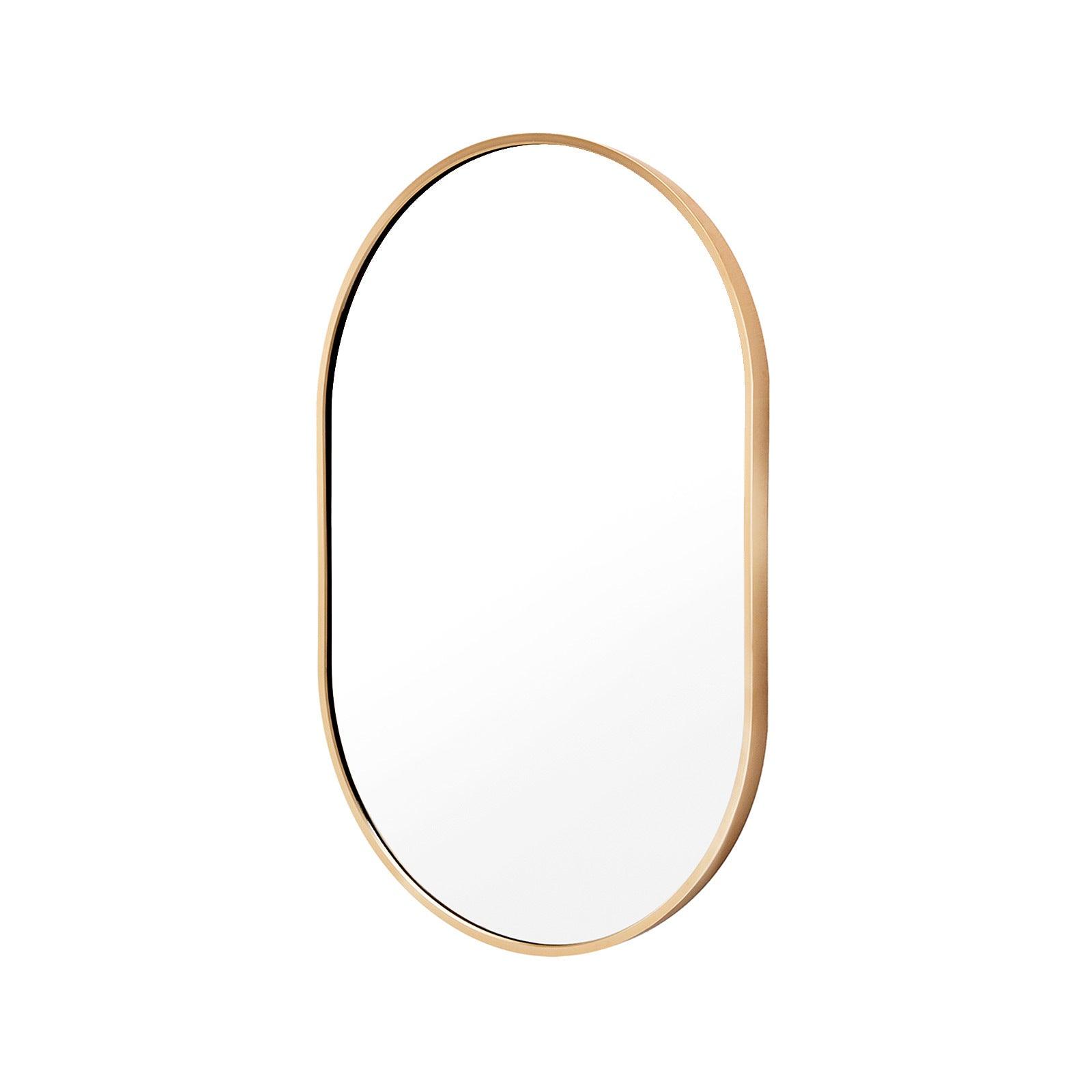 Wall Mirror Oval Aluminum Frame Bathroom 50x75cm GOLD - Harrogates