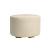 Fabric Ottoman Round Wooden Leg Foot Stool - BEIGE - Harrogates