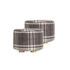2X Fabric Ottoman Round Wooden Leg Foot Stool - LATTICE - Harrogates