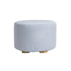 Fabric Ottoman Round Wooden Leg Foot Stool - LIGHT BLUE - Harrogates