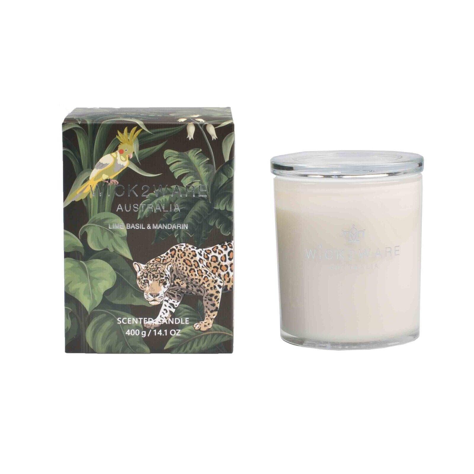 Wick2Ware Australia Scented Candle Lime Basil and Mandarin 400g/14.1 OZ - Harrogates