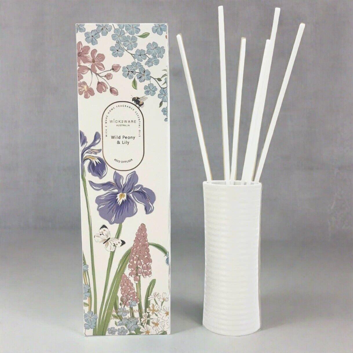Wick2ware Australia Home Fragrance Essentials Oil Reed Diffuser - Wild Peony & Lily - Harrogates