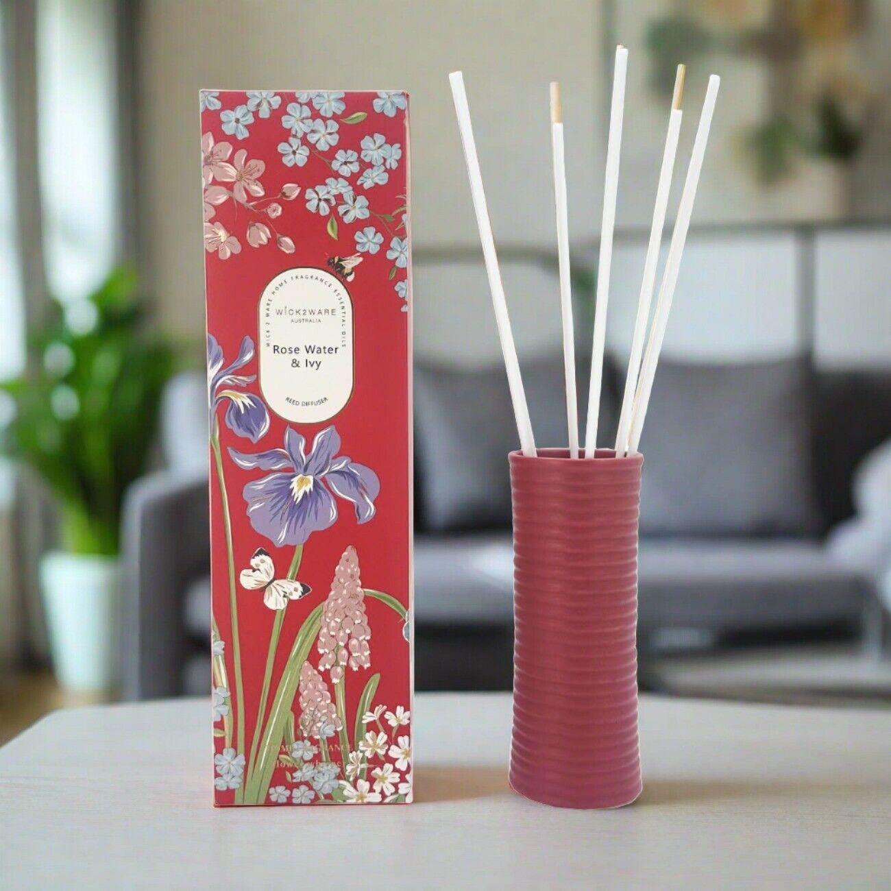 Wick2ware Australia Home Fragrance Essentials Oil Reed Diffuser - Rose Water & Ivy - Harrogates