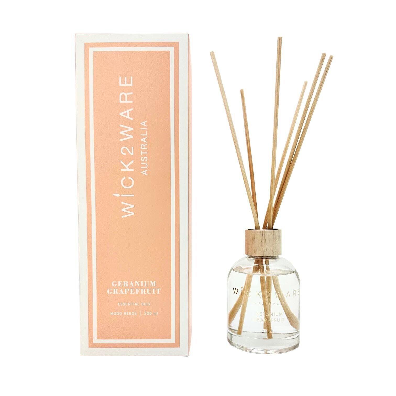 Wick2Ware Australia Geranium Grapefruit Fragrance Reed Diffuser 200ml/7.1 fl oz - Harrogates