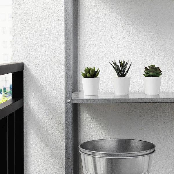 3 Pack of Artificial Succulent Potted Plants in White Plastic 6cm Pot Interior Decoration - Harrogates