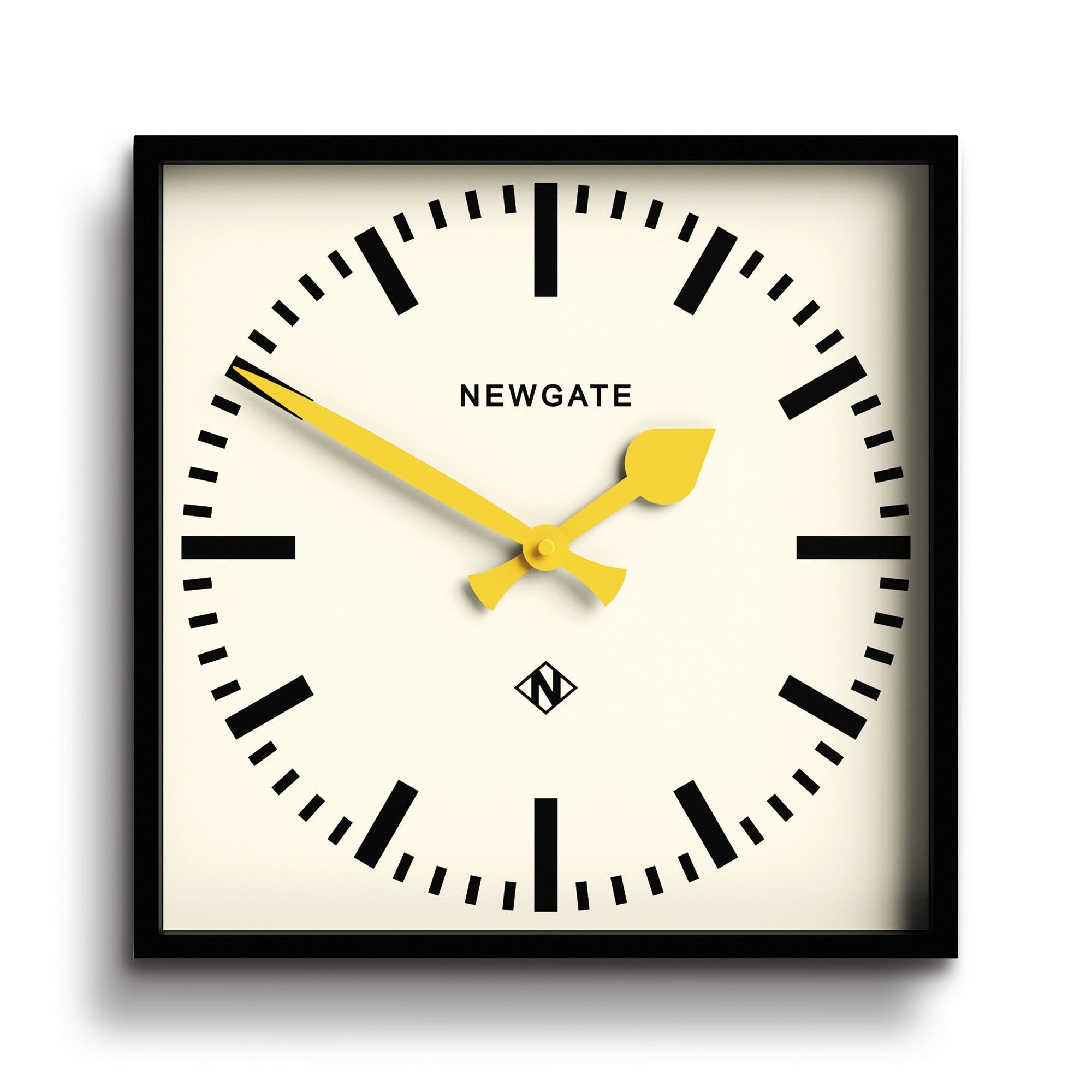 Newgate Number Five Wall Clock Black Yellow Hands - Harrogates