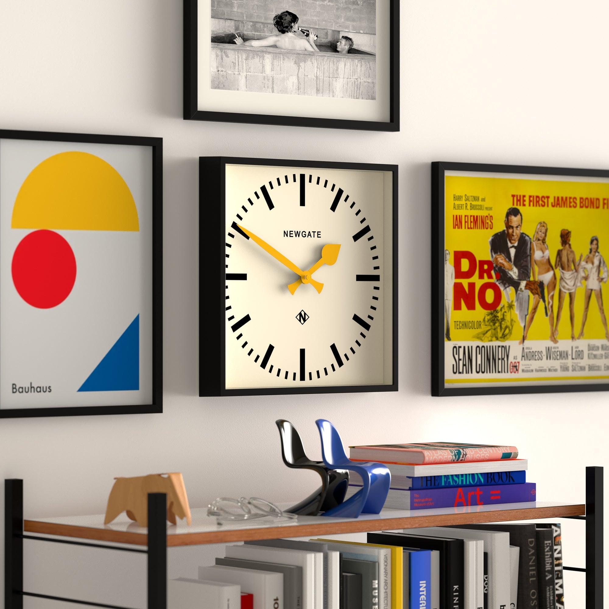 Newgate Number Five Wall Clock Black Yellow Hands - Harrogates