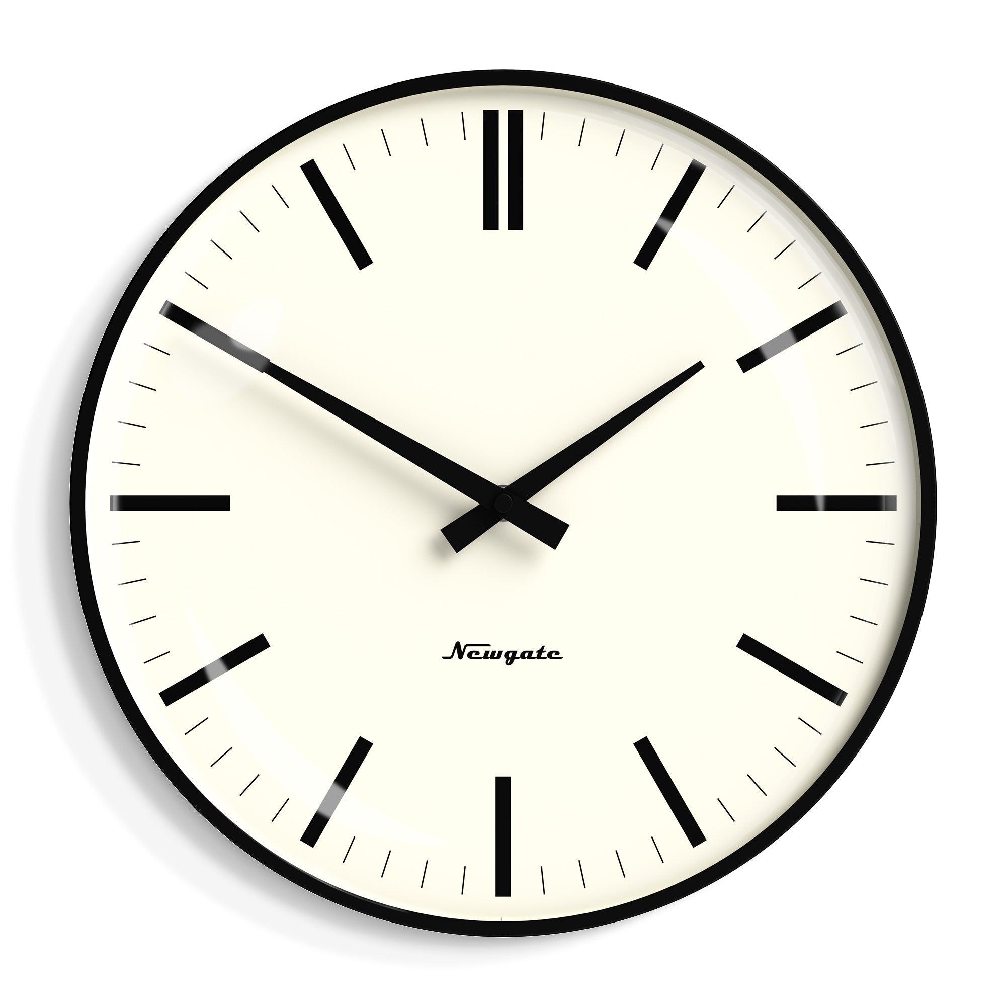 Newgate Radio City Wall Clock Bold Black Marker Dial - Matte Black - Harrogates