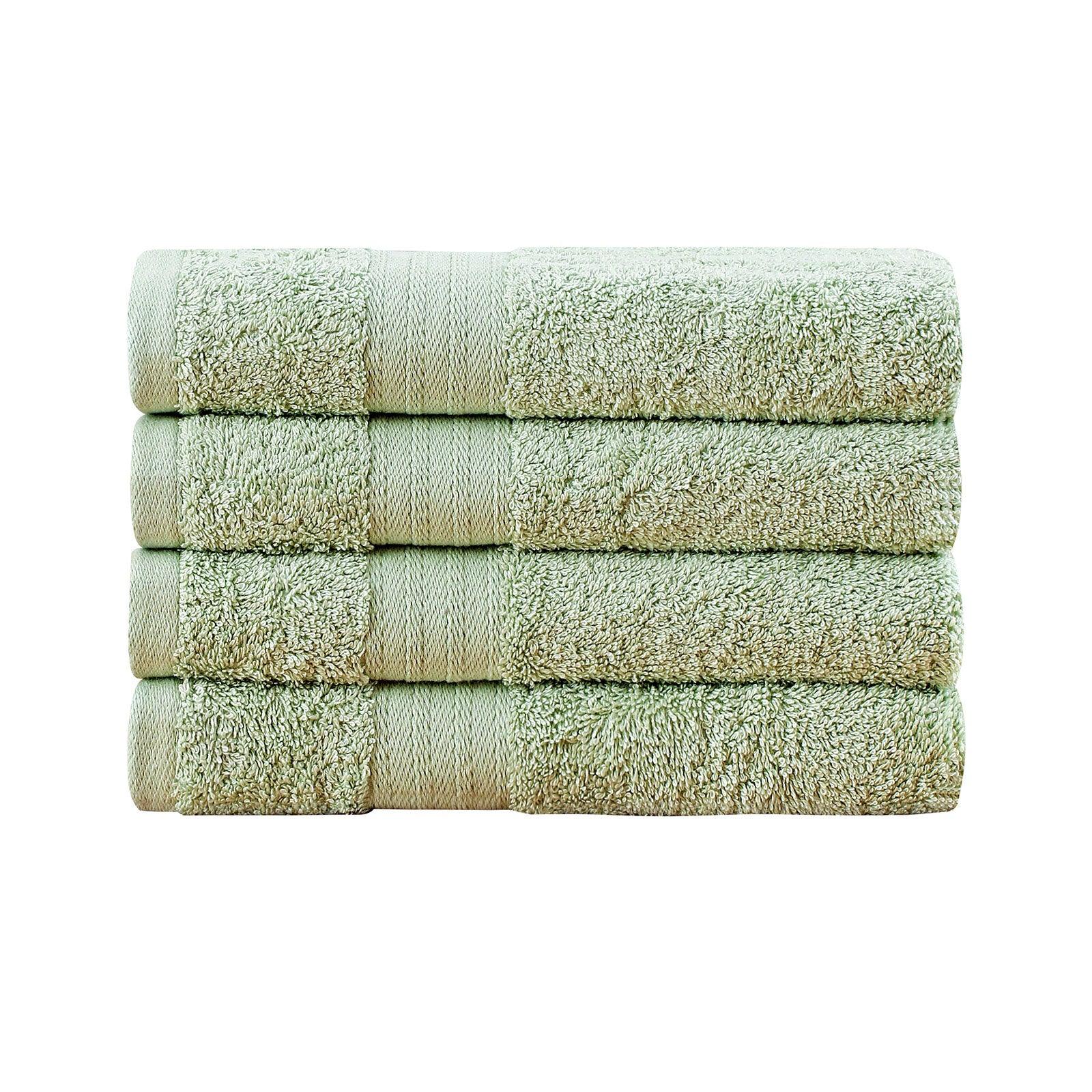 Linenland Bath Towel 4 Piece Cotton Hand Towels Set - Sage Green - Harrogates