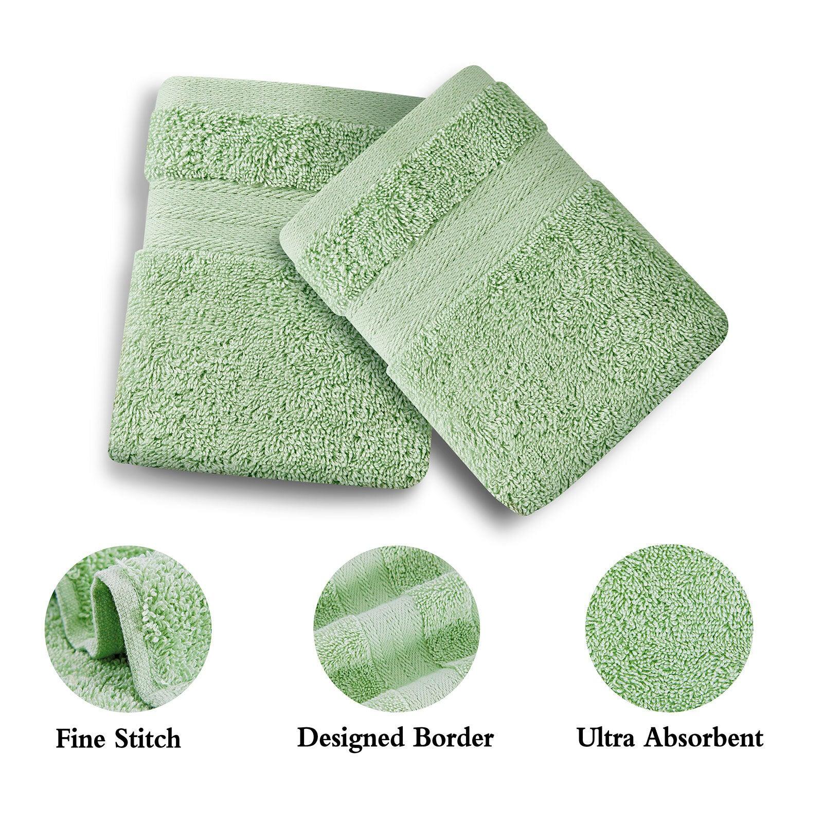 Linenland Bath Towel 4 Piece Cotton Hand Towels Set - Sage Green - Harrogates
