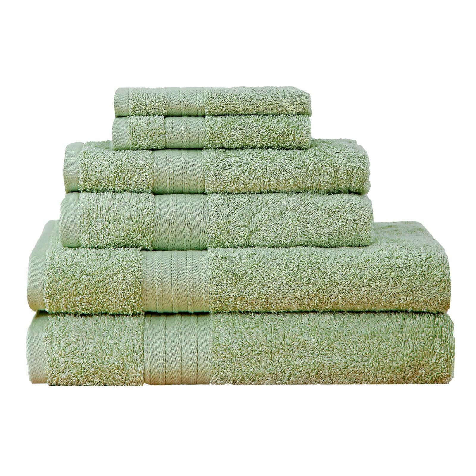 Luxury 6 Piece Soft and Absorbent Cotton Bath Towel Set - Sage Green - Harrogates