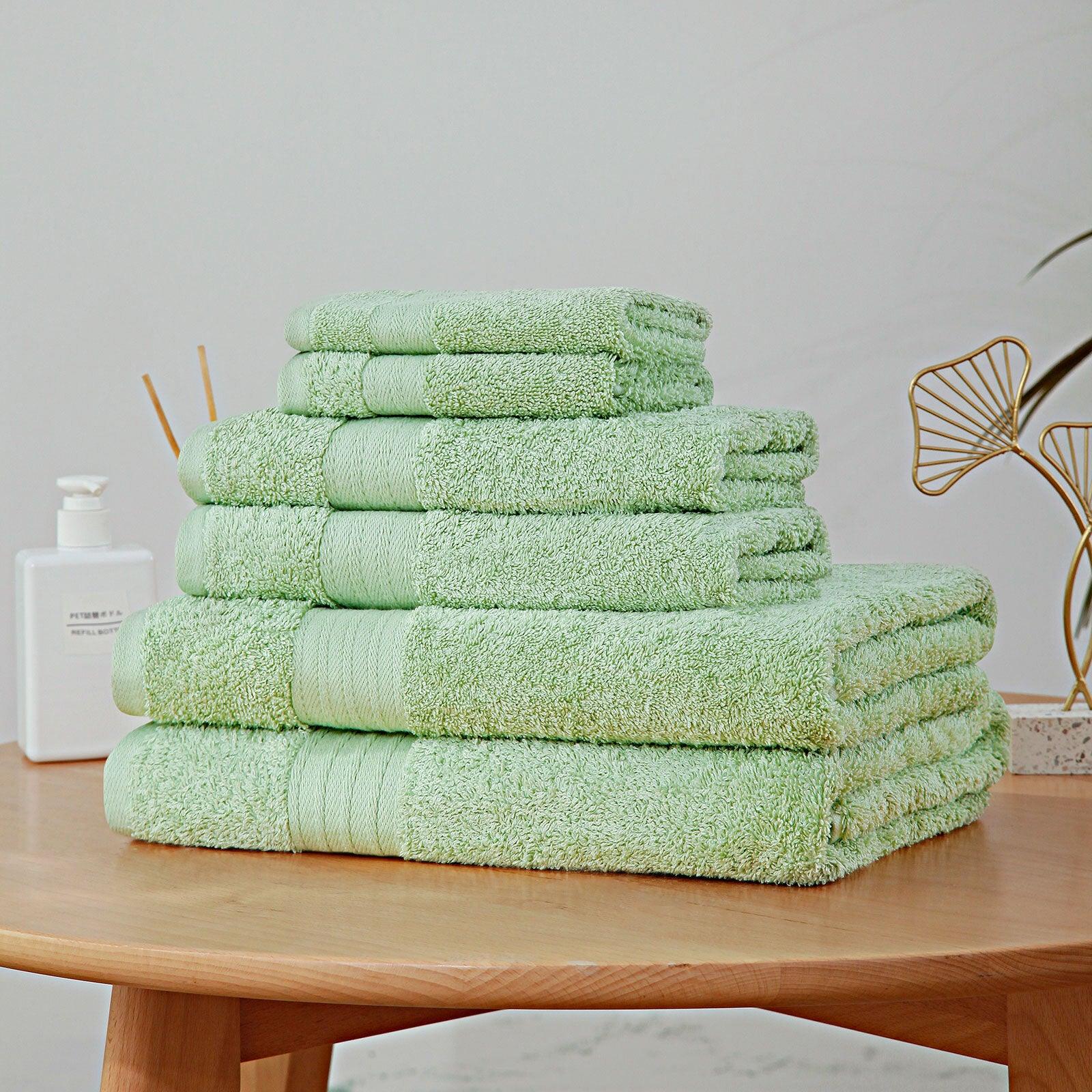 Luxury 6 Piece Soft and Absorbent Cotton Bath Towel Set - Sage Green - Harrogates