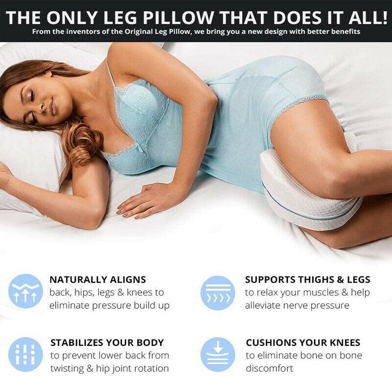 Leg Knee Support Pillow, Orthopedic Memory Foam Wedge Contour Pillow for Thighs, Leg Pillow for Back Hip Legs Knee Support Wedge and Pressure Relief, Washable Cover - Harrogates