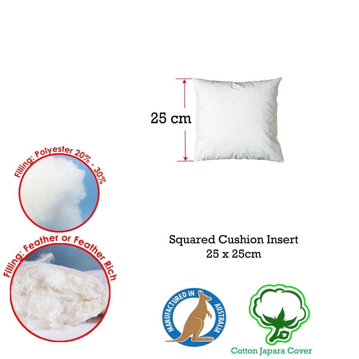 Duck Feather Rich Fill Cushion Inserter Square 25 x 25cm - Harrogates