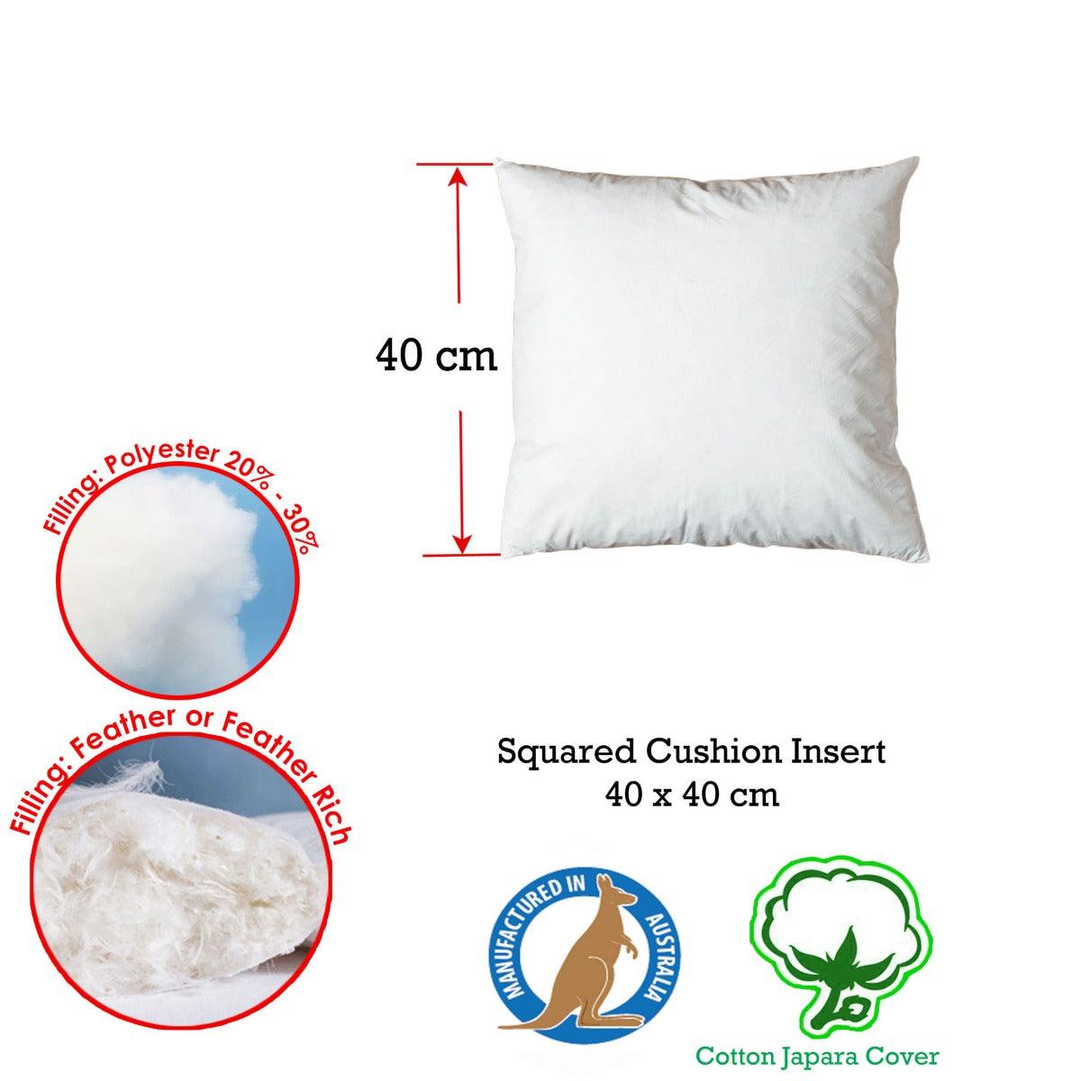 Duck Feather Rich Fill Cushion Inserter Square 40 x 40cm - Harrogates