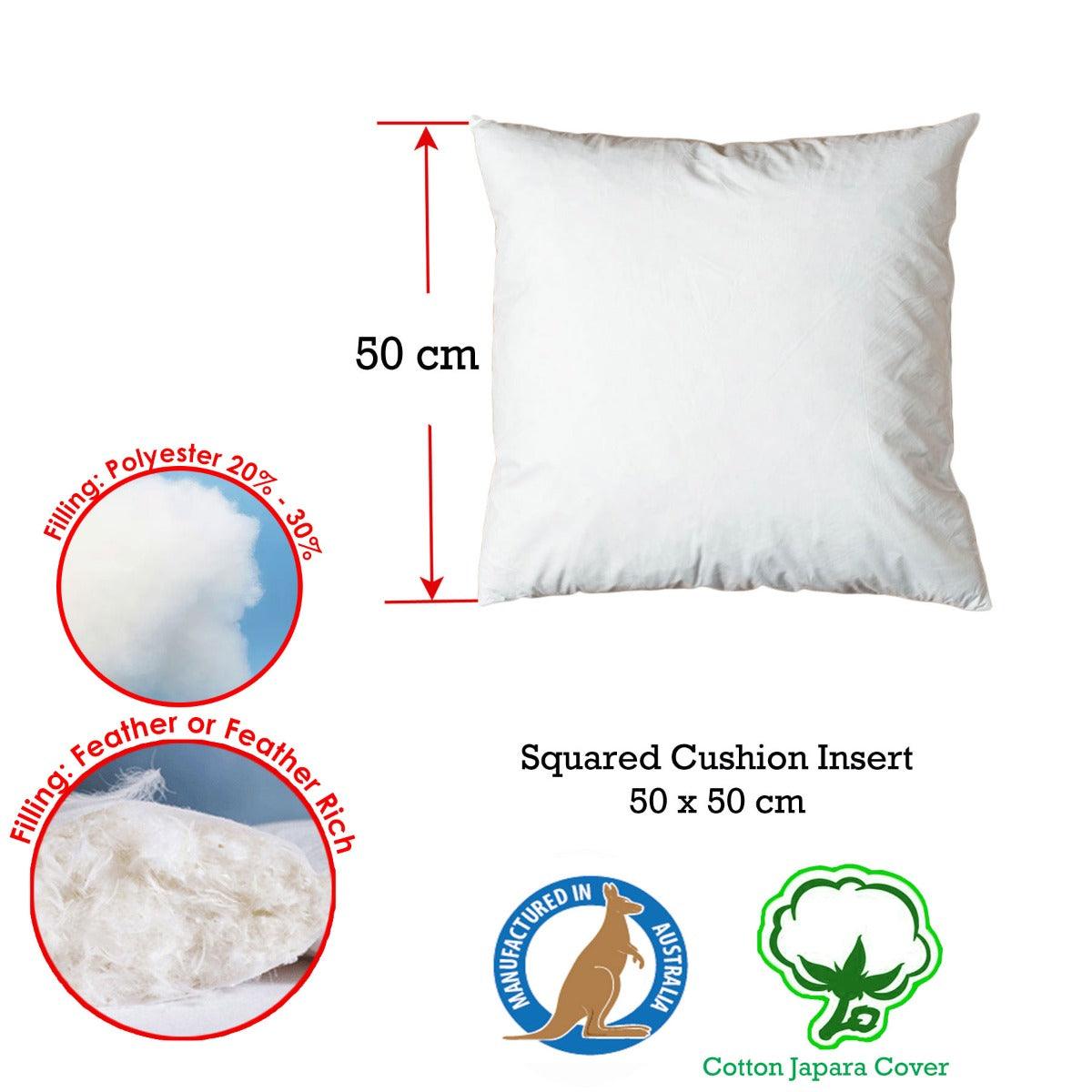Duck Feather Rich Fill Cushion Inserter Square 50 x 50cm - Harrogates