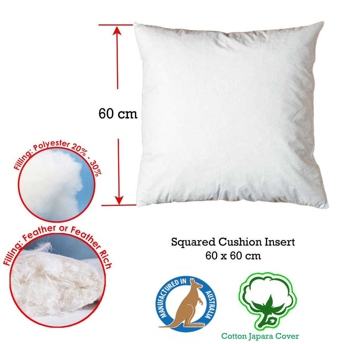 Duck Feather Rich Fill Cushion Inserter Square 60 x 60cm - Harrogates