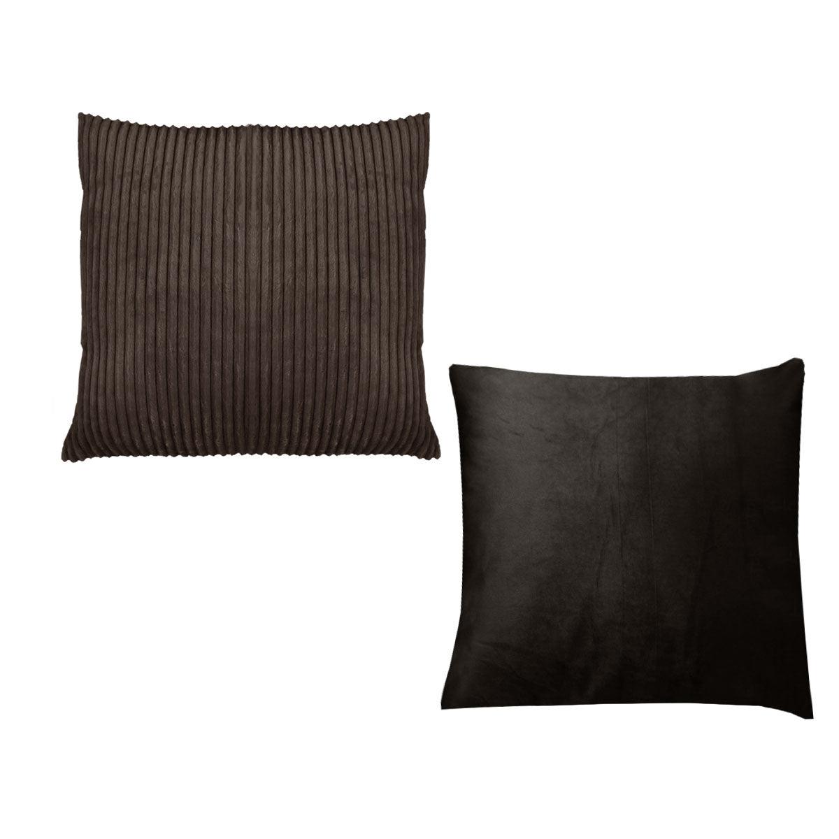 Pair of Calico Cordury Cushions Chocolate - Harrogates