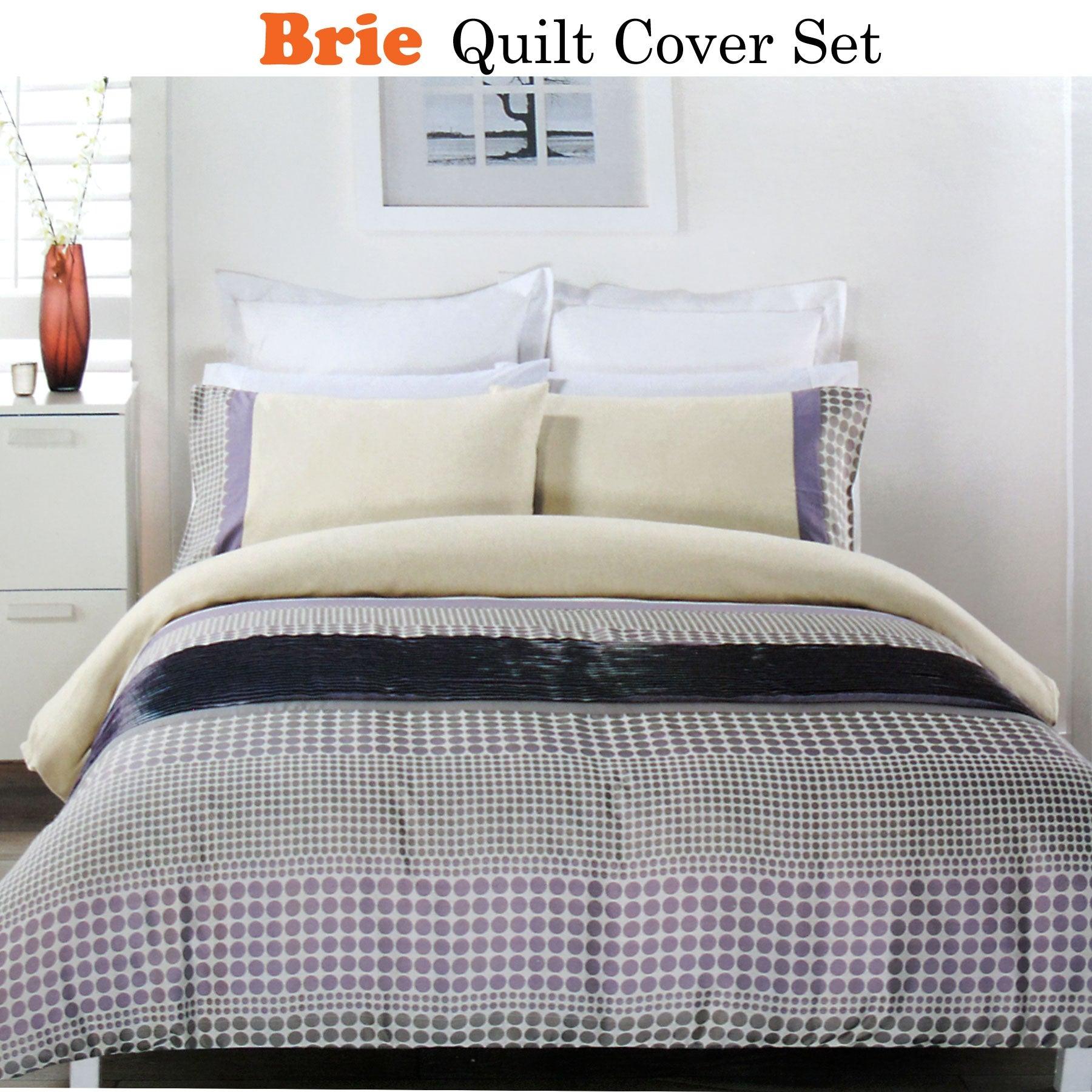 Brie Lilac Grey Quilt Cover Set QUEEN - Harrogates