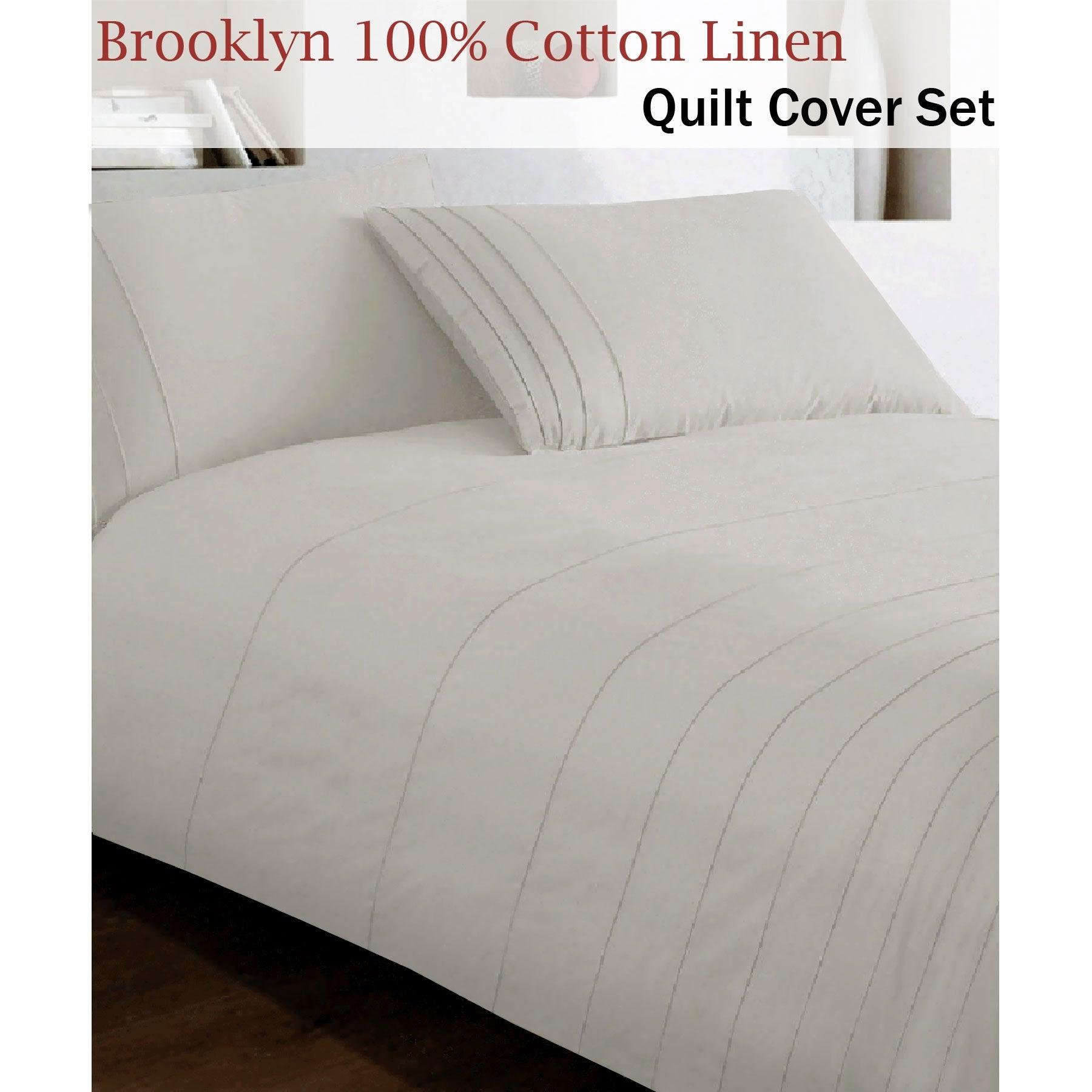 Brooklyn Linen Quilt Cover Set Queen - Harrogates