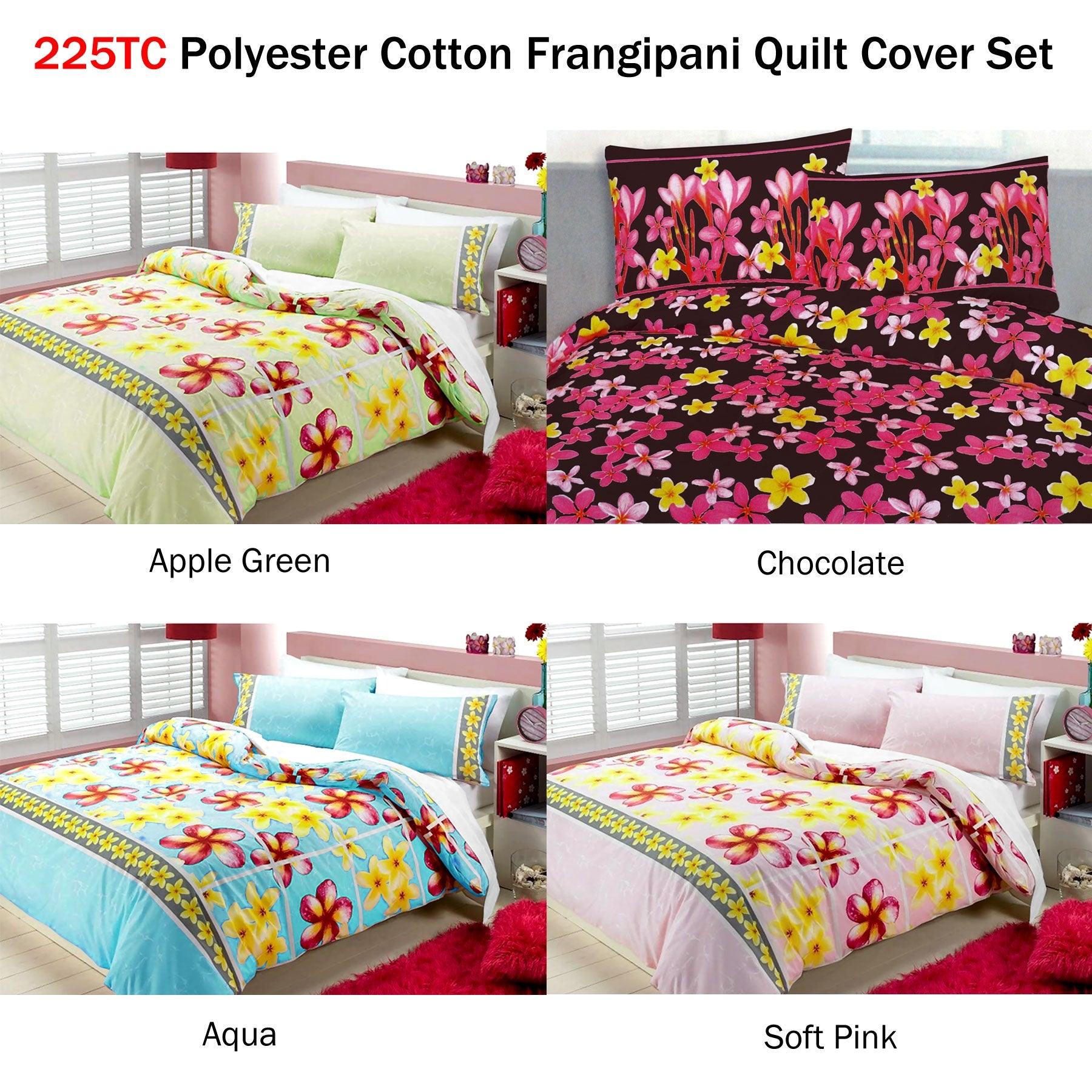 Floating Frangipani Quilt Cover Set Aqua Single - Harrogates