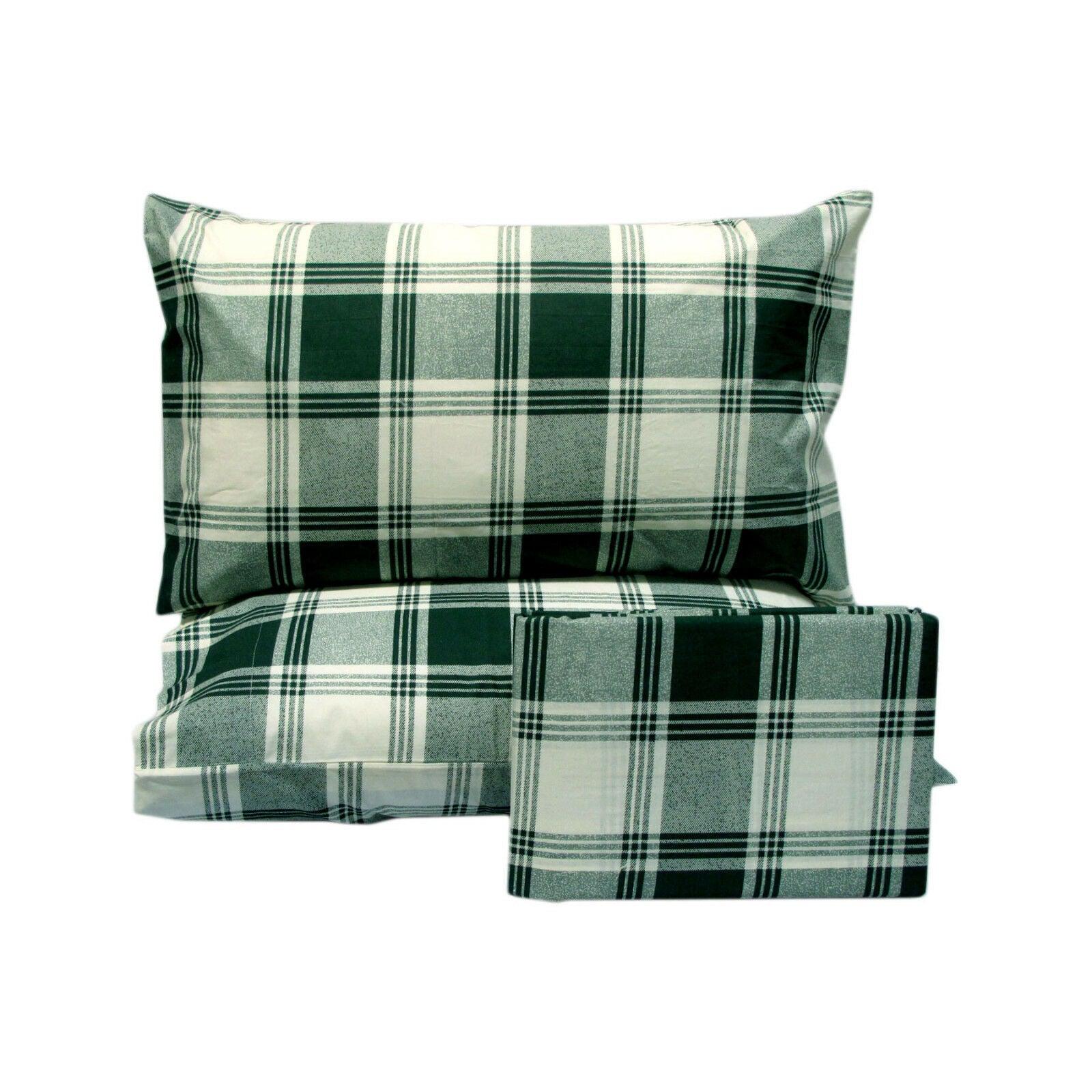 Polyester Cotton Checkered Green Quilt Cover Set King - Harrogates
