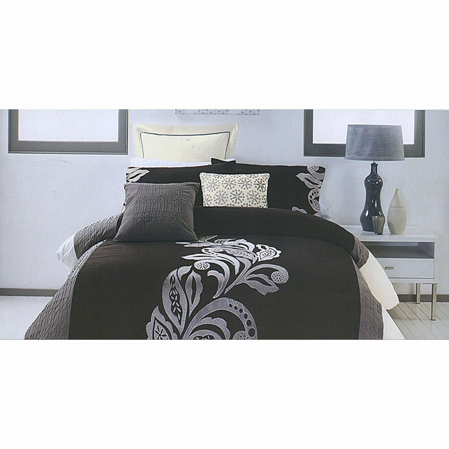 Pierre Black Grey Quilt Cover Set KING - Harrogates