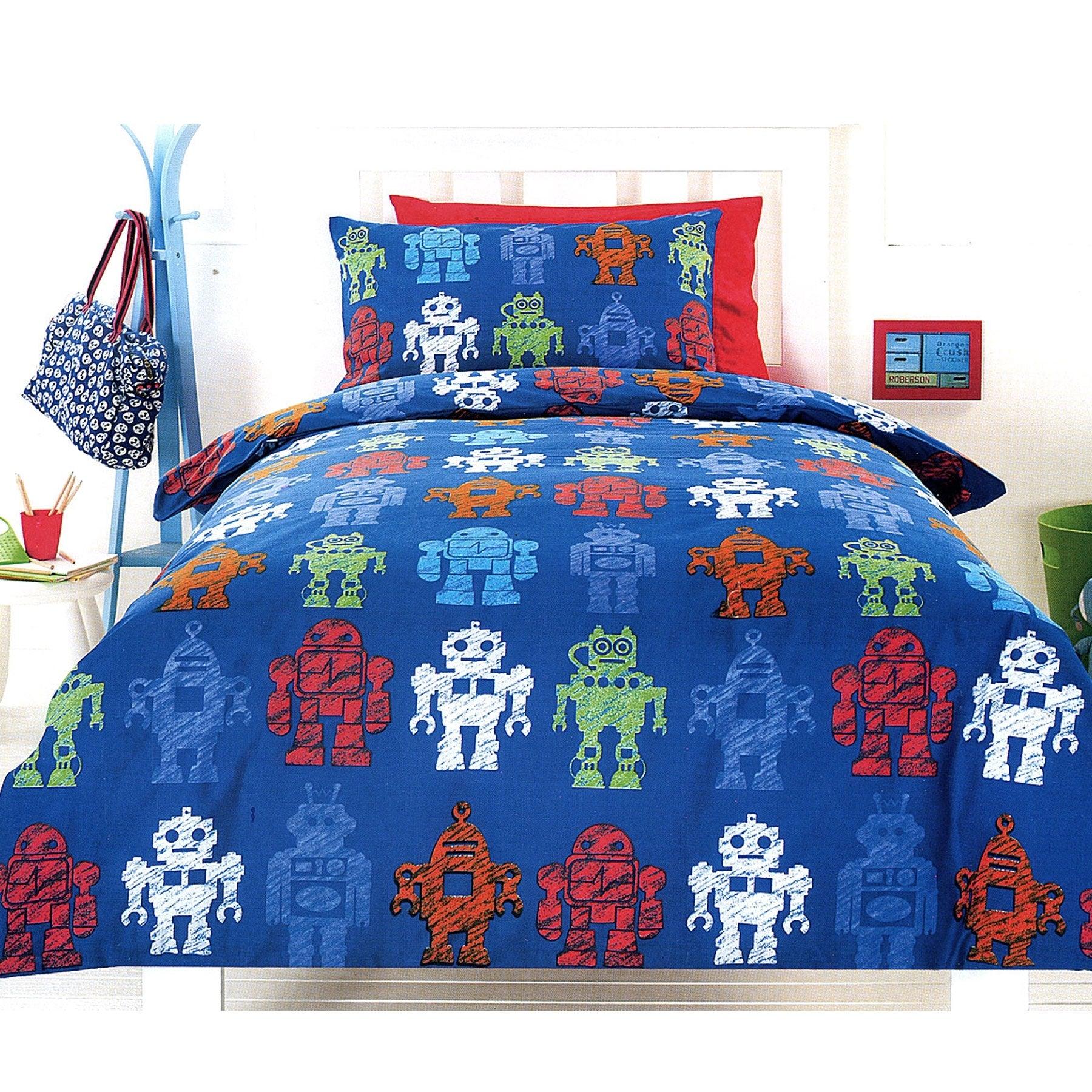Robotic Blue Quilt Cover Set Single - Harrogates