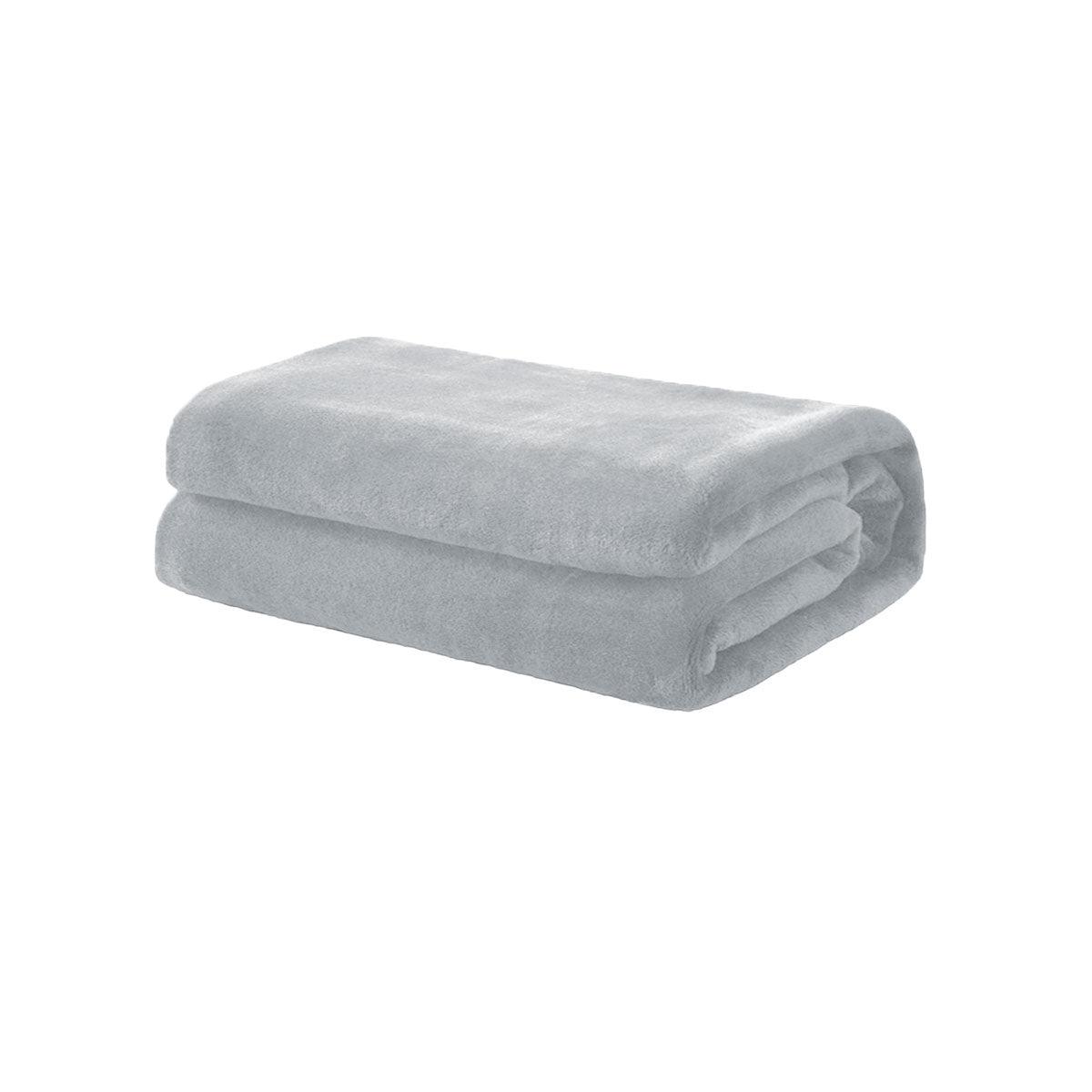 Soft Coral Fleece Throw Rug/Blanket Silver - Harrogates