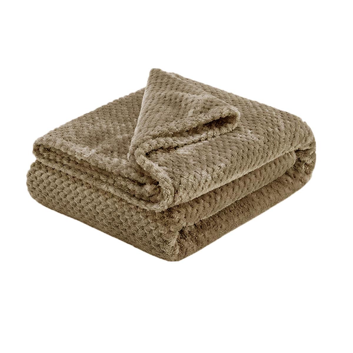 Soft Diamond Fleece Throw Rug/Blanket Latte - Harrogates