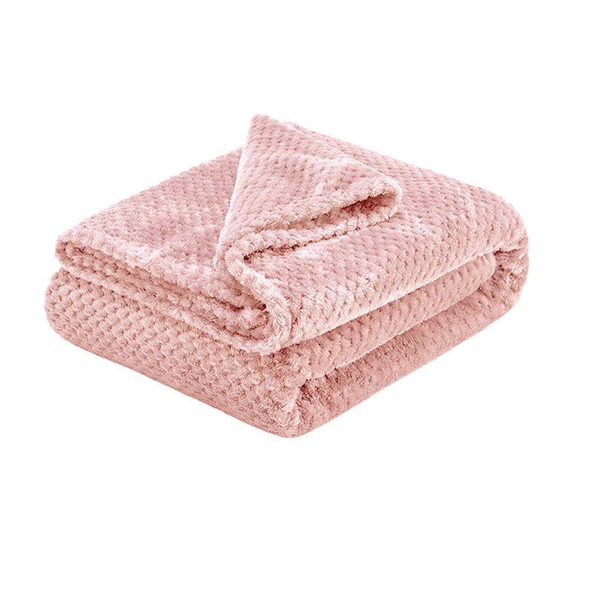 Soft Diamond Fleece Throw Rug/Blanket Pink - Harrogates