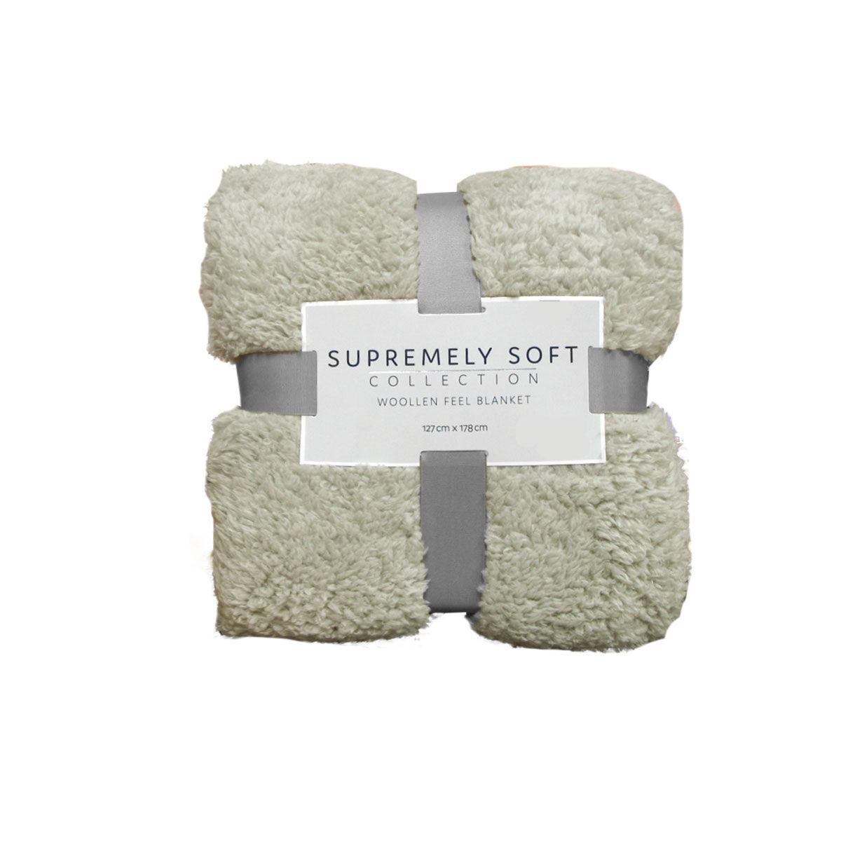 Soft Woollen Feel Throw Rug/Blanket Stone - Harrogates