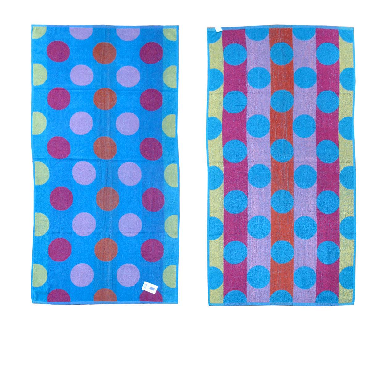 Jacquard Velour Reversible Beach Towel Blue Circles - Harrogates
