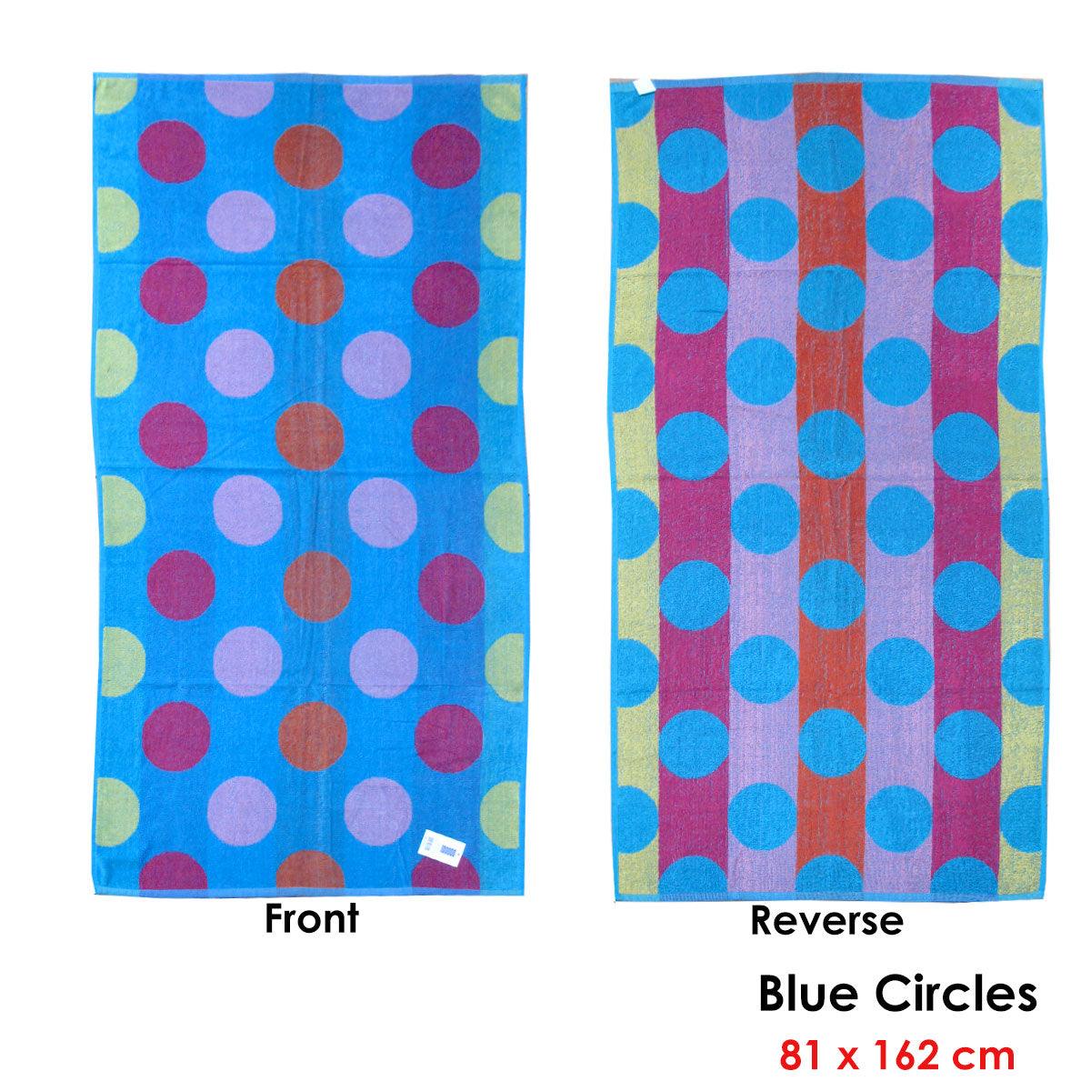 Jacquard Velour Reversible Beach Towel Blue Circles - Harrogates
