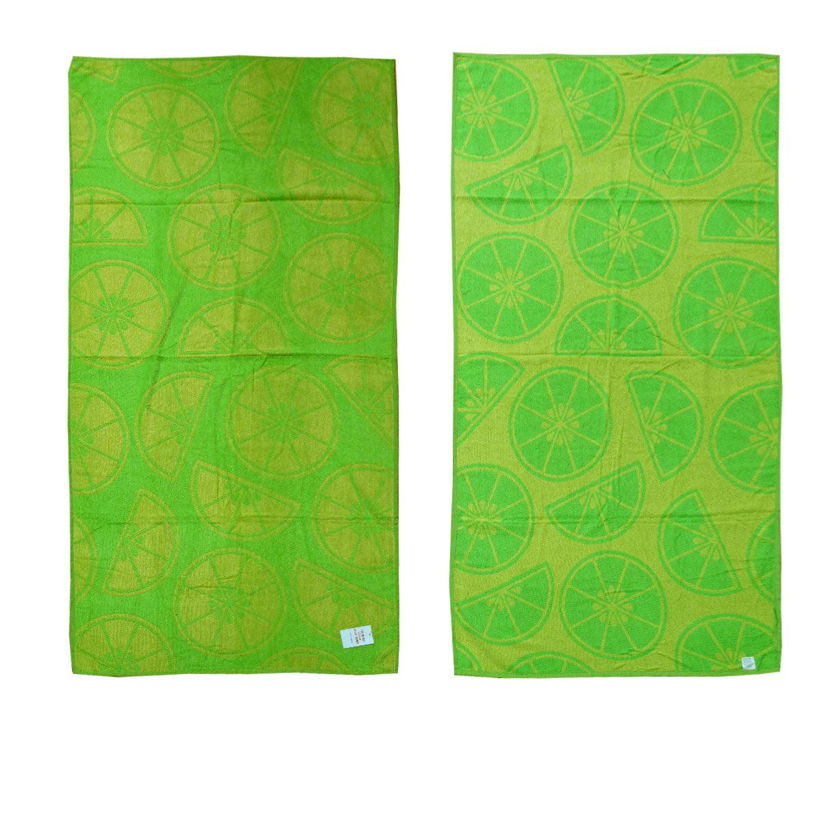 Jacquard Velour Reversible Beach Towel Lime Cirtus - Harrogates
