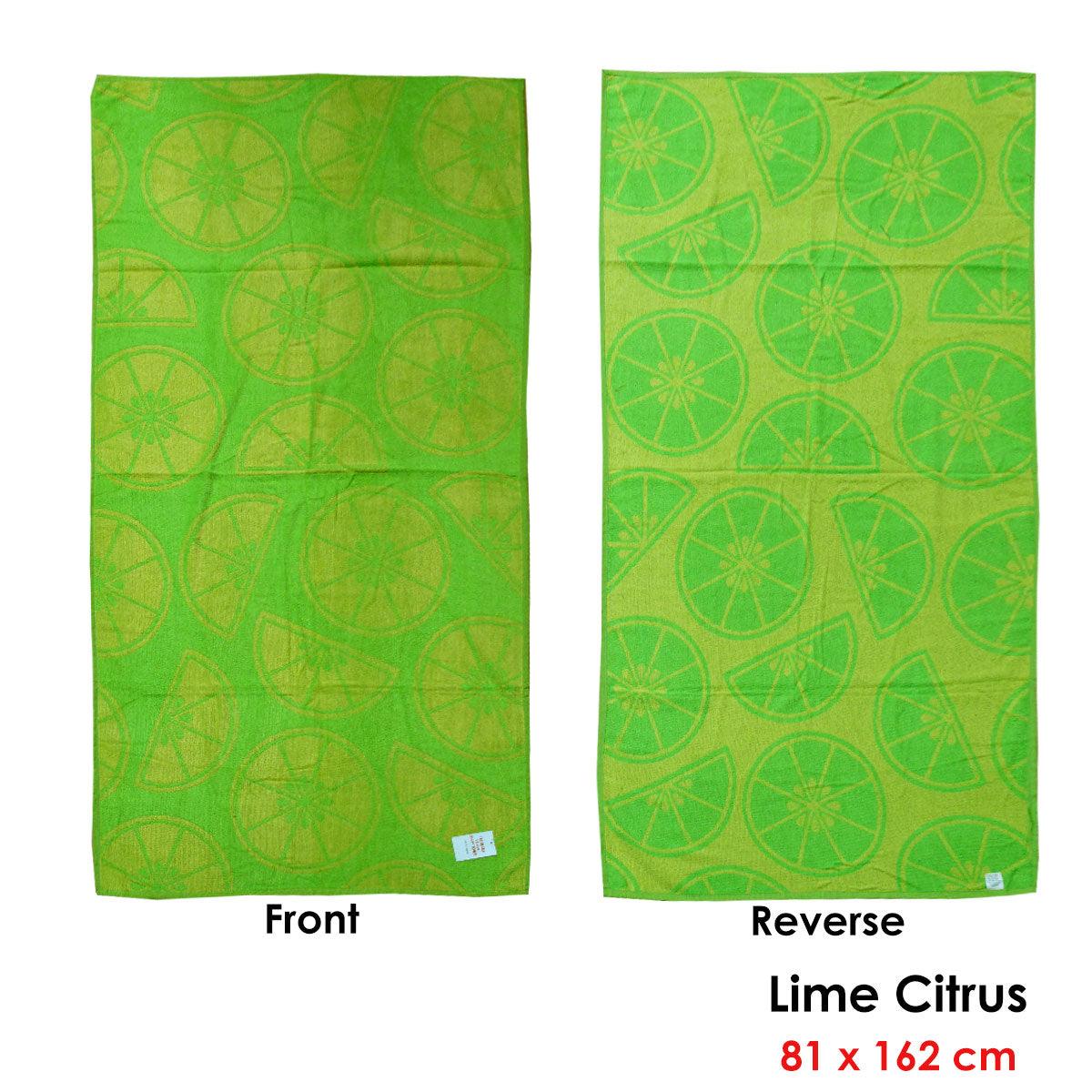 Jacquard Velour Reversible Beach Towel Lime Cirtus - Harrogates