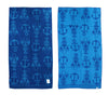 Jacquard Velour Reversible Beach Towel Blue Lobster Anchor - Harrogates